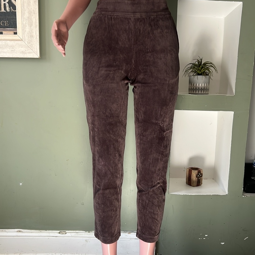 Brown Corduroy High-Rise Ankle Pants
